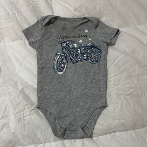 Calvin Klein Jeans Charcoal Bodysuit with Motorcycle Graphic
